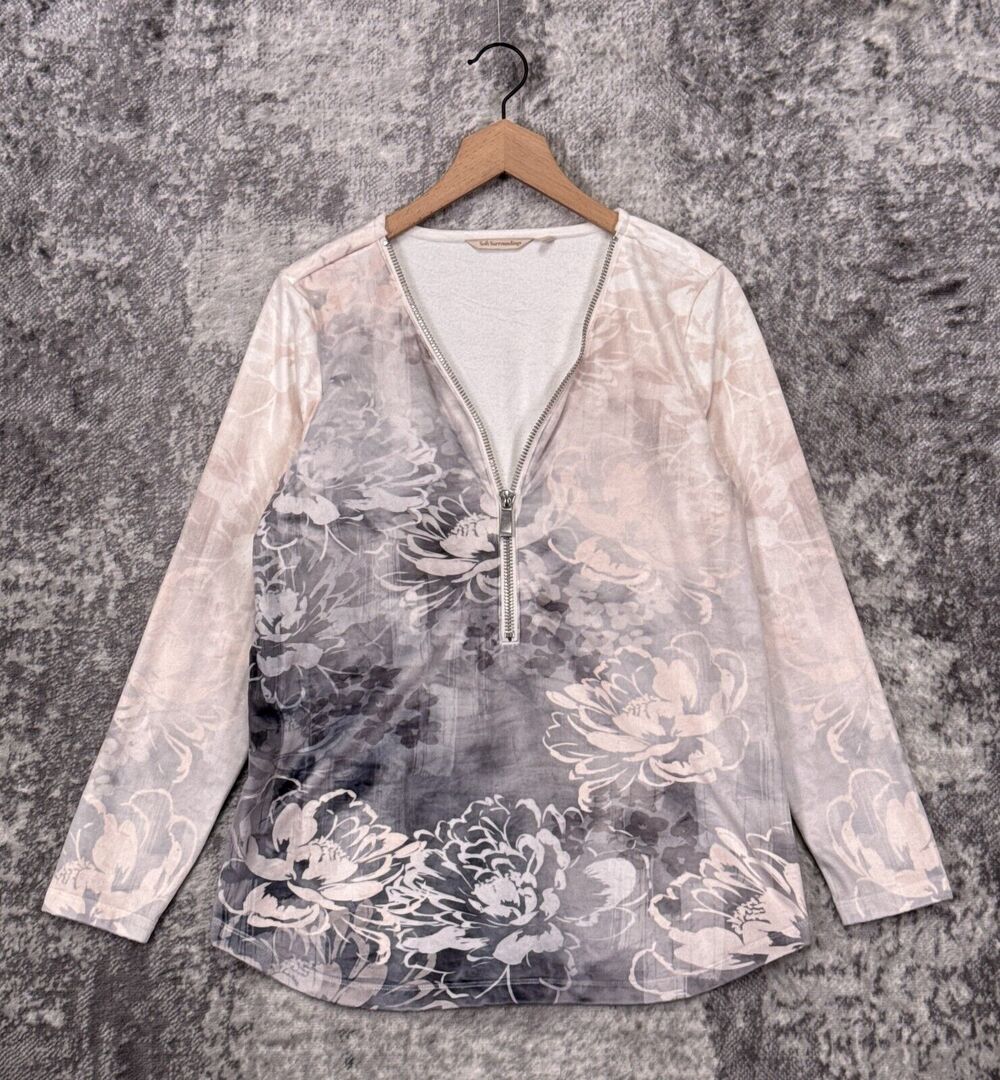 Soft Surroundings Top Small Womens Corrina Soft Cozy 1/2 Zip Long Sleeve Blouse